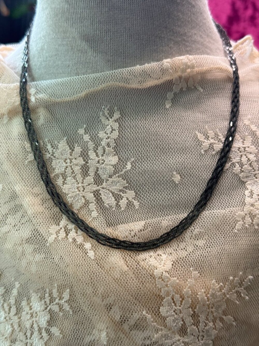 Sterling Silver 925 16-Inch Braided Chain Necklace With Lobster Clasp